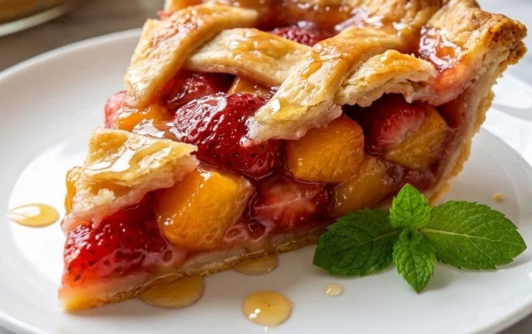 Honey Strawberry Peach Pie.