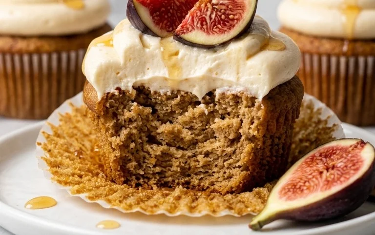 Fig Cupcakes with Honey Cream Cheese Frosting