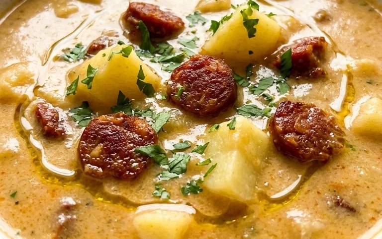 Spanish Potato Soup with Beef Chorizo