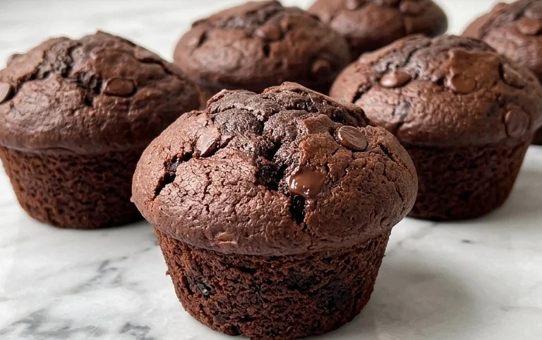 Moist Double Chocolate Muffins-Rich & Easy Recipe
