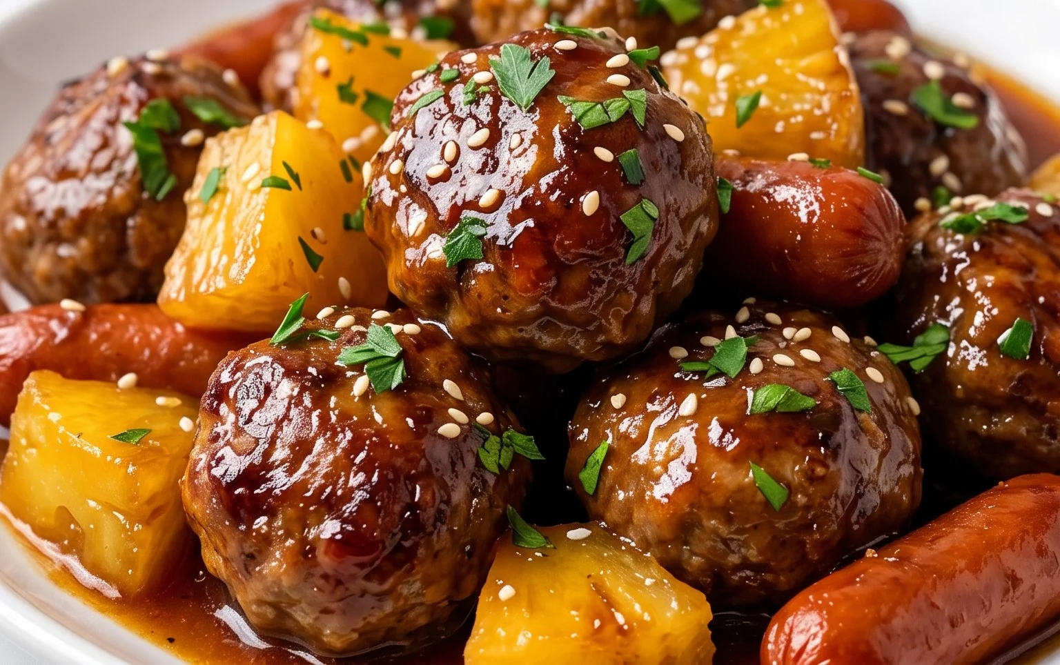 Slow Cooker Meatball Pineapple Smokies Recipe